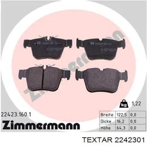 Comprar 2242301 Textar Pastillas de freno traseras