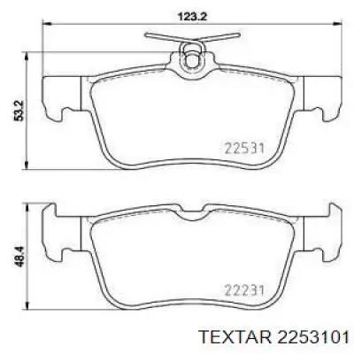 Pastillas de freno traseras 2253101 Textar