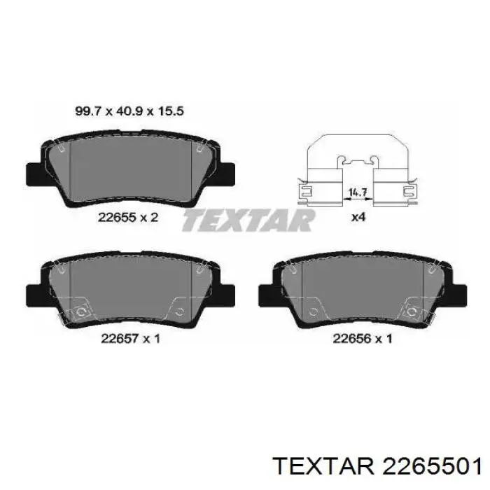 Comprar 2265501 Textar Pastillas de freno traseras