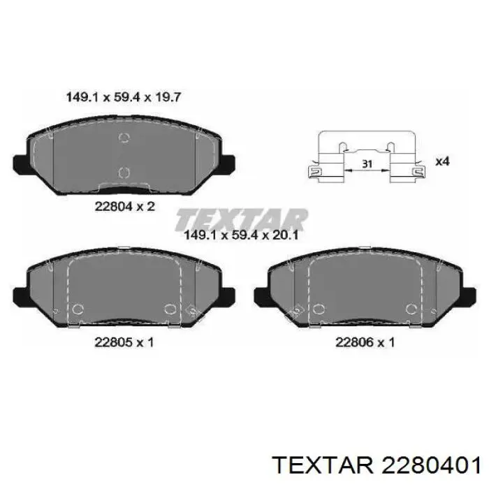 2280401 Textar pastillas de freno delanteras