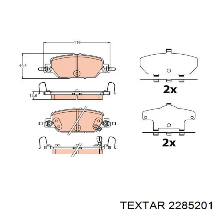 2285201 Textar pastillas de freno traseras