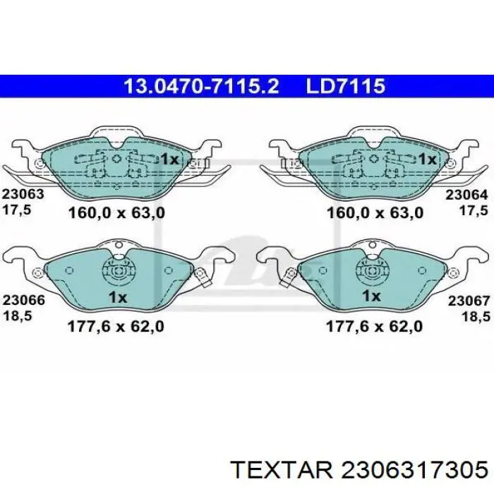 2306317305 Textar pastillas de freno delanteras