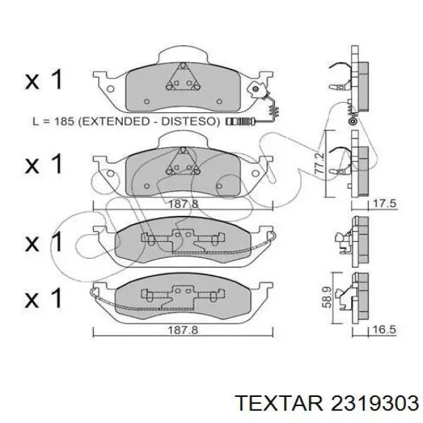 Pastillas de freno 2319303 Textar