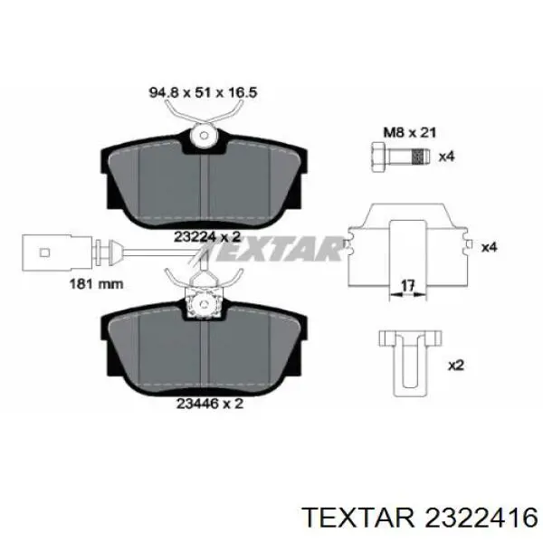 Pastillas traseras Textar 2322416