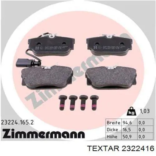 Comprar 2322416 Textar Pastillas de freno traseras