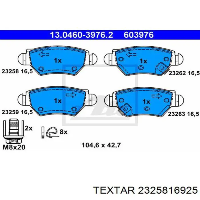 2325816925 Textar pastillas de freno traseras