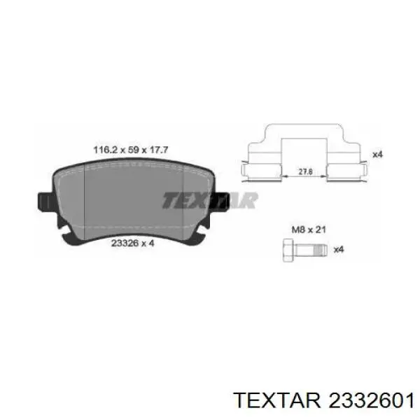 Comprar 2332601 Textar Pastillas de freno traseras