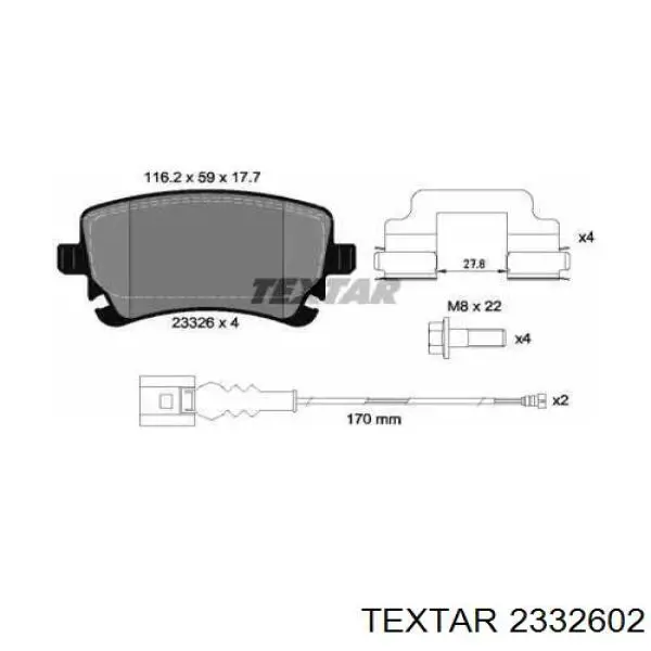 Pastillas de freno traseras 2332602 Textar