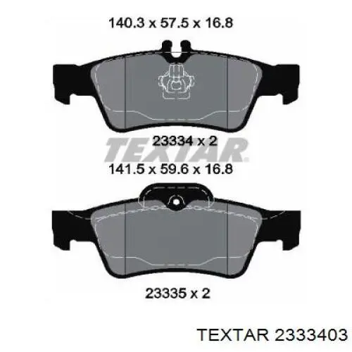 2333403 Textar Pastillas freno traseras