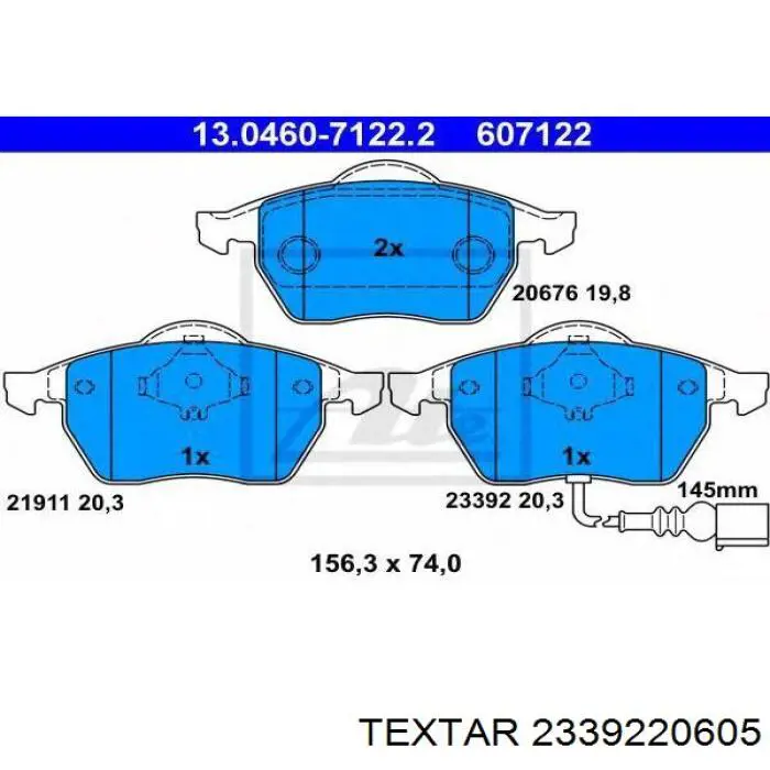 2339220605 Textar pastillas de freno delanteras