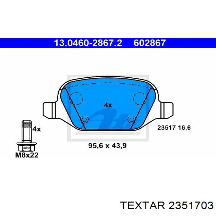 2351703 Textar pastillas de freno traseras