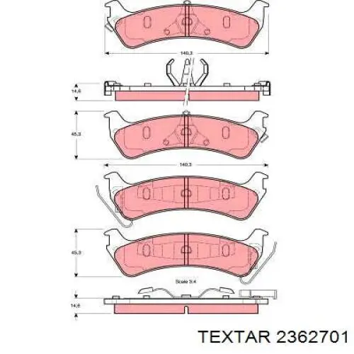 2362701 Textar pastillas de freno traseras