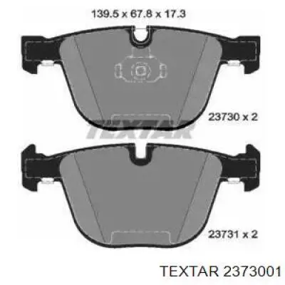 Pastillas de freno traseras 2373001 Textar