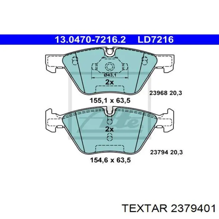 Pastillas de freno 2379401 Textar