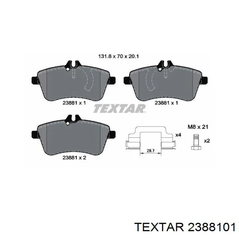 2388101 Textar pastillas de freno delanteras