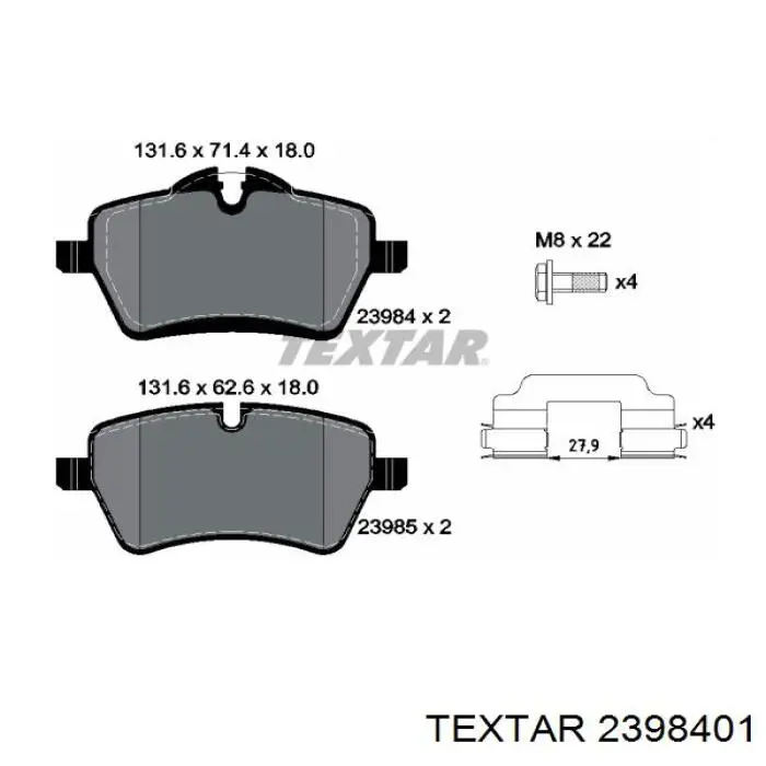 2398401 Textar pastillas de freno delanteras