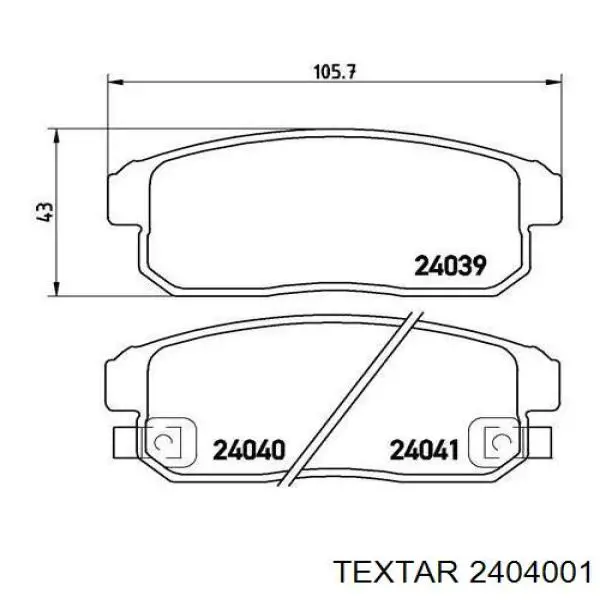 2404001 Textar pastillas de freno traseras