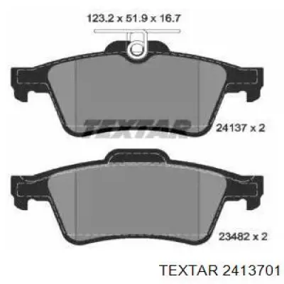 Pastillas de freno traseras 2413701 Textar