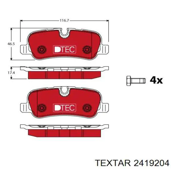 2419204 Textar pastillas de freno traseras