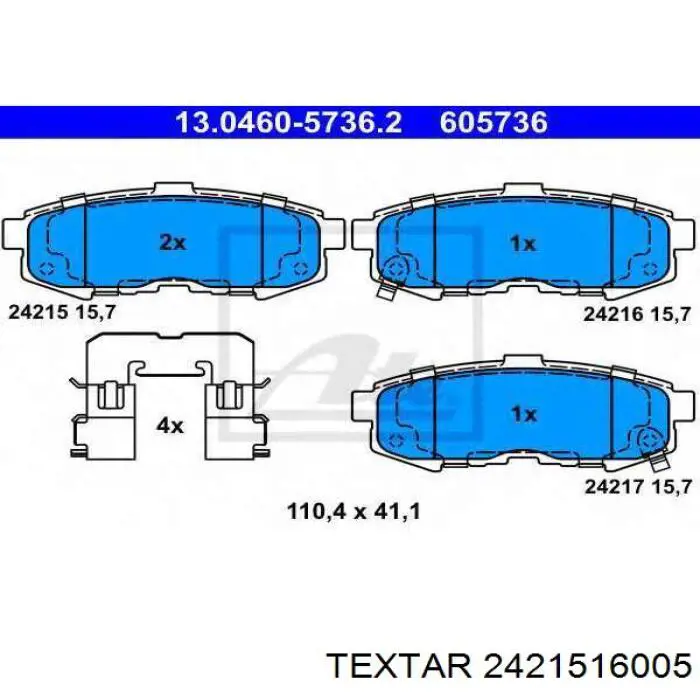 2421516005 Textar pastillas de freno traseras