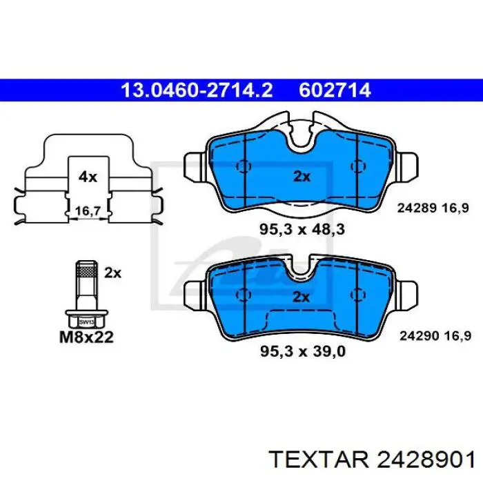 2428901 Textar pastillas de freno traseras