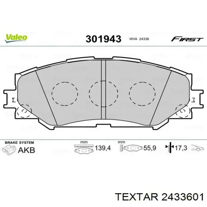 Pastillas freno delanteras Textar 2433601 precio, desde 24,75 EUR