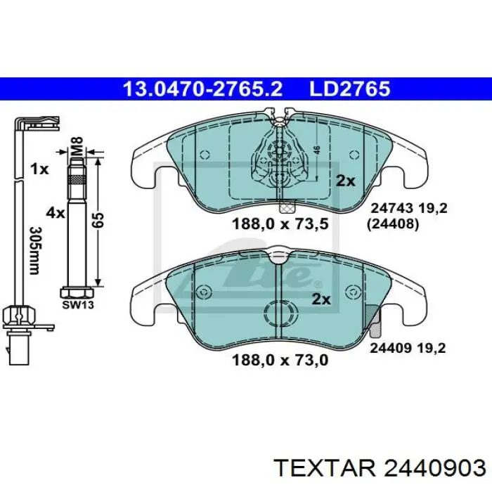 Pastillas freno delanteras Textar 2440903 precio, desde 45,48 EUR