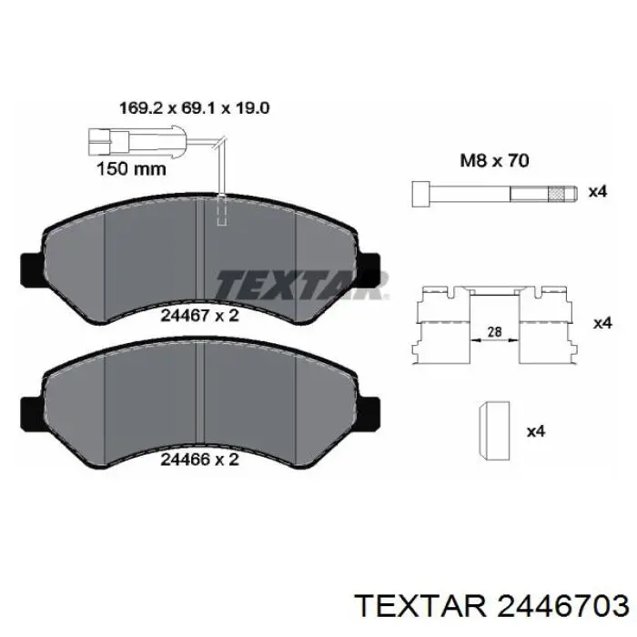 2446703 Textar Pastillas delanteras