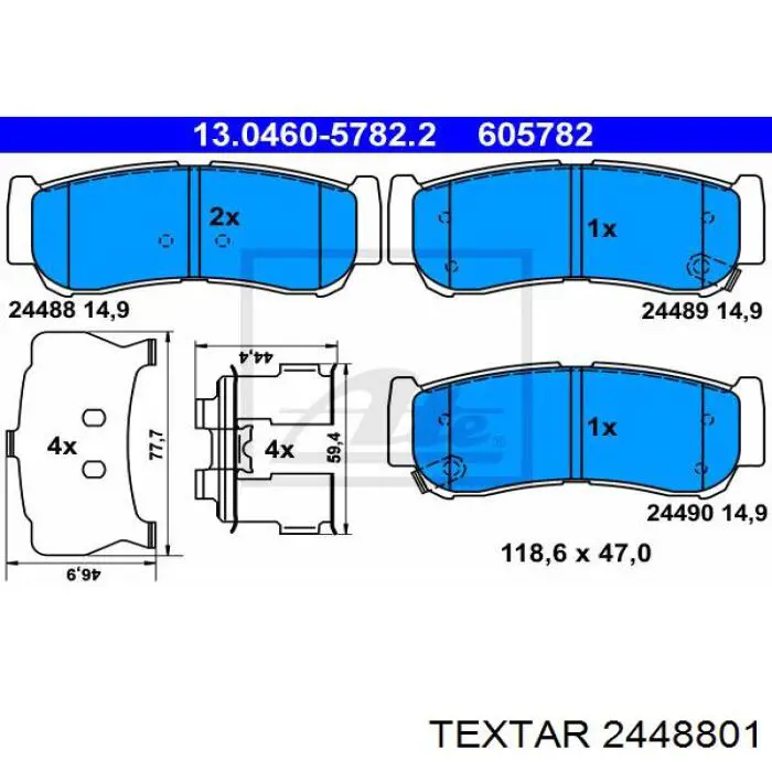 2448801 Textar pastillas de freno traseras