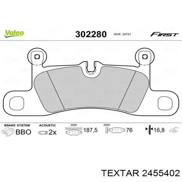 Pastillas de freno traseras 2455402 Textar