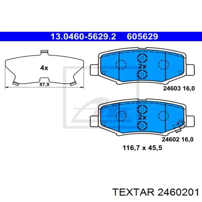 2460201 Textar pastillas de freno traseras