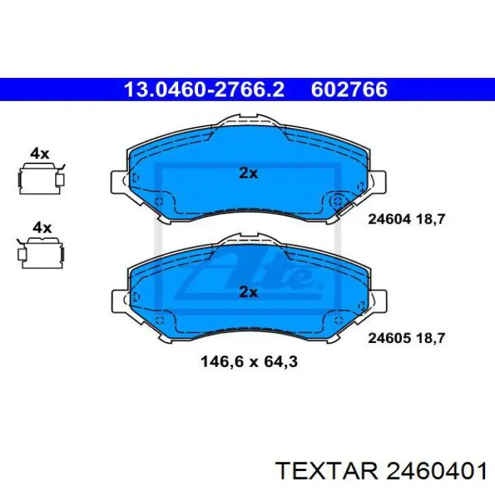 2460401 Textar pastillas de freno delanteras