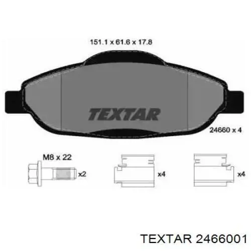 2466001 Textar pastillas de freno delanteras