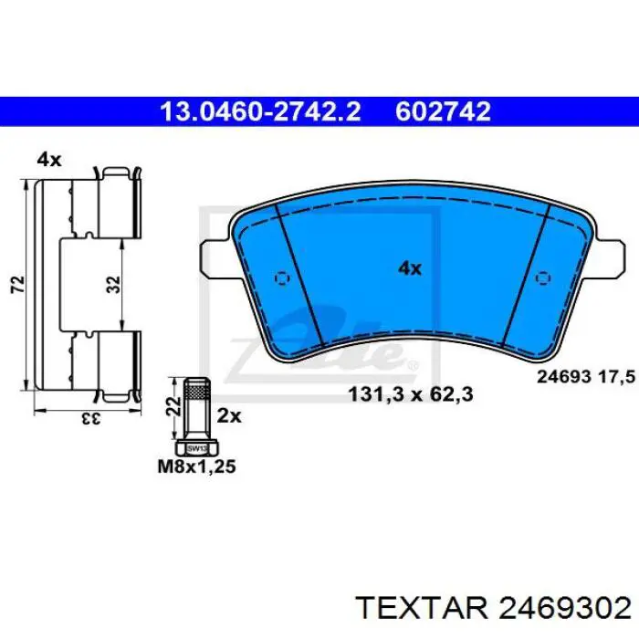 2469302 Textar pastillas de freno delanteras