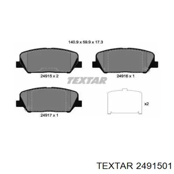 Pastillas de freno 2491501 Textar
