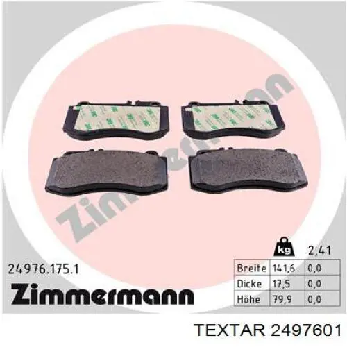 Pastillas freno delanteras Textar 2497601 precio, desde 61,85 EUR