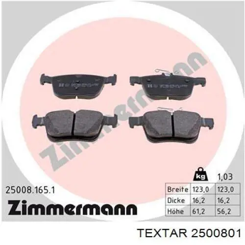 Comprar 2500801 Textar Pastillas de freno traseras