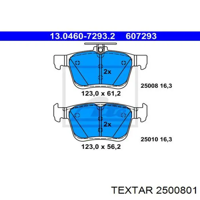 Pastillas de freno traseras 2500801 Textar