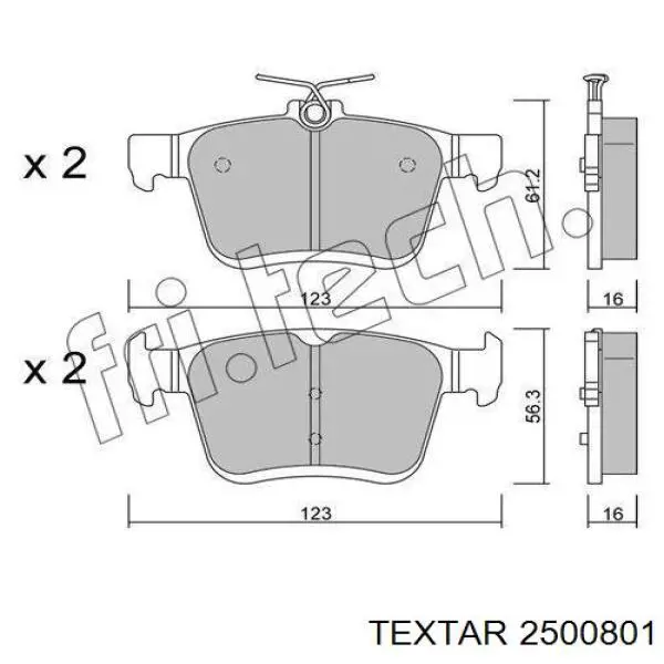 Pastillas traseras Textar 2500801