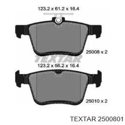 2500801 Textar Pastillas freno traseras