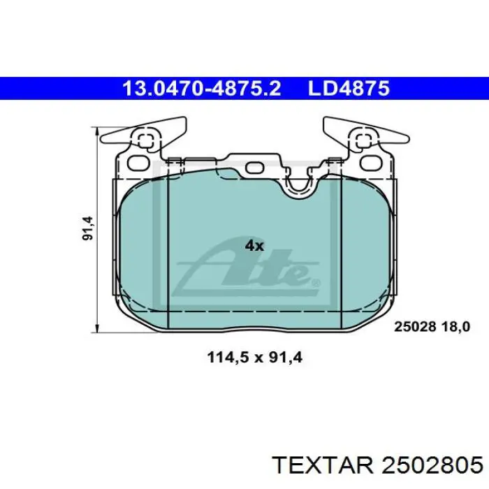 2502805 Textar pastillas de freno delanteras