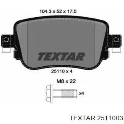 2511003 Textar pastillas de freno traseras