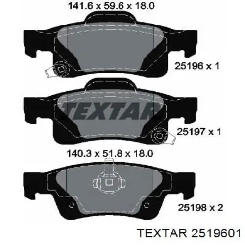 2519601 Textar pastillas de freno traseras