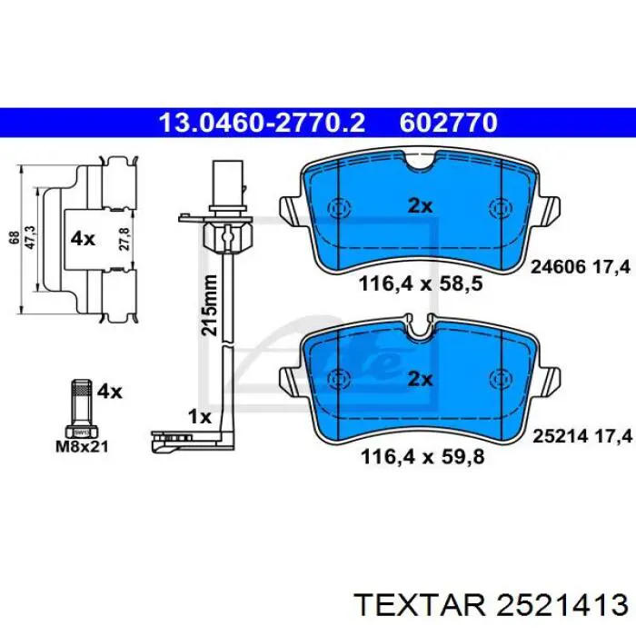 2521413 Textar Pastillas freno traseras