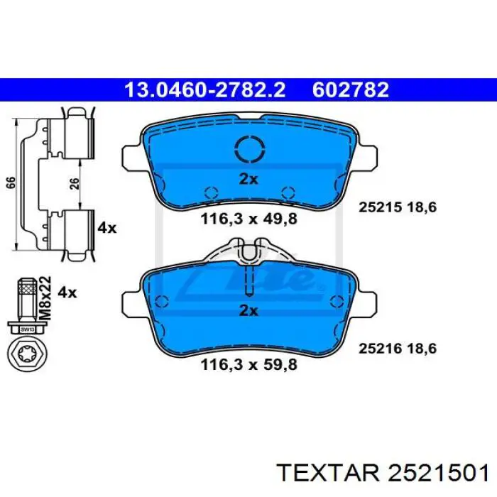Pastillas traseras de freno Textar 2521501 precio, desde 52,42 EUR