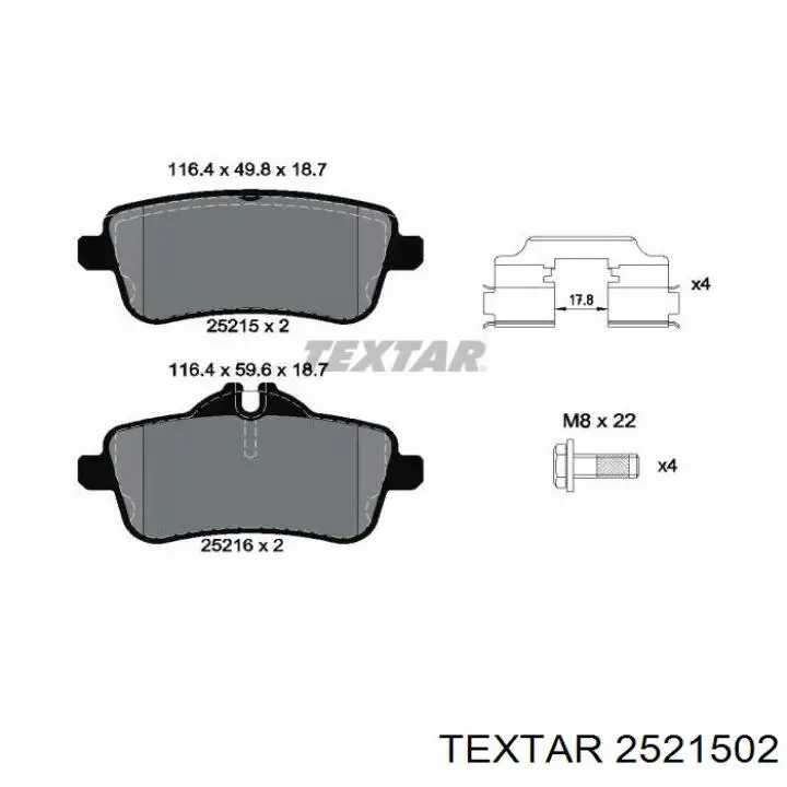 Pastillas traseras de freno Textar 2521502 precio, desde 42,23 EUR