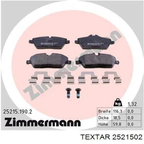 Comprar 2521502 Textar Pastillas de freno traseras