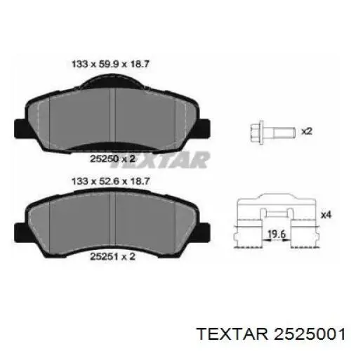 2525001 Textar pastillas de freno delanteras