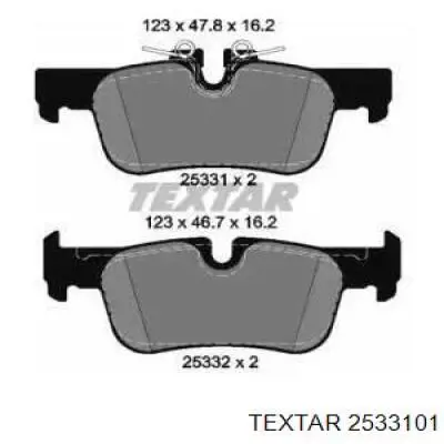 Pastillas de freno traseras 2533101 Textar