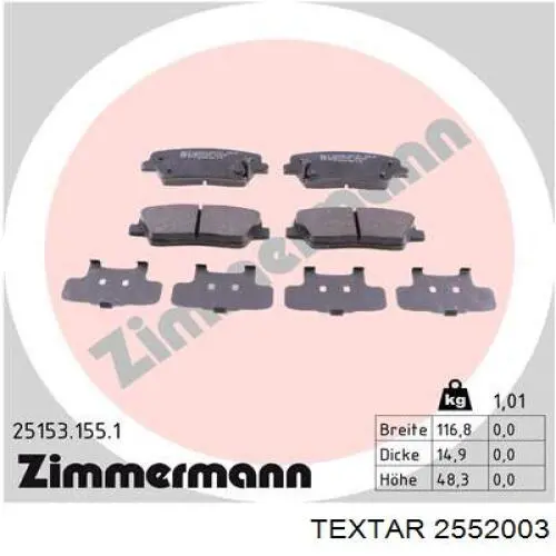 Pastillas traseras de freno Textar 2552003 precio, desde 24,69 EUR